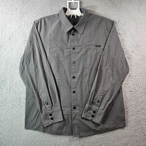 Oakley Shirt Men XL Button‎ Up Long Sleeve Gray Plaid